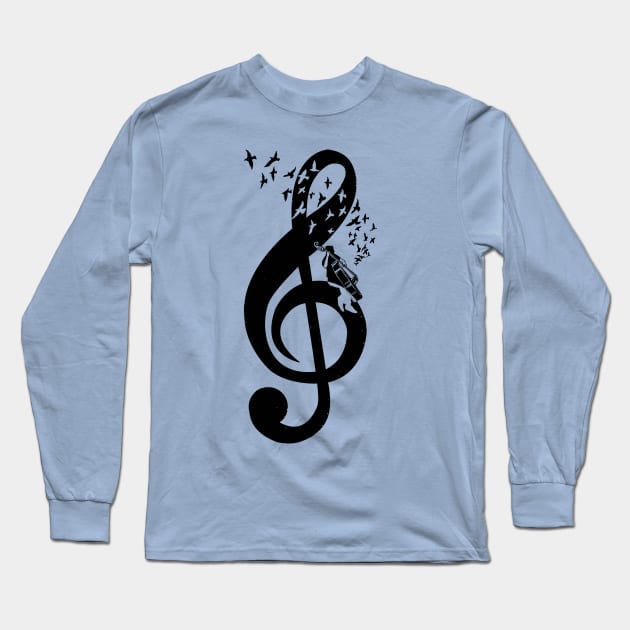 Treble Clef - Double Bass Long Sleeve T-Shirt by barmalisiRTB